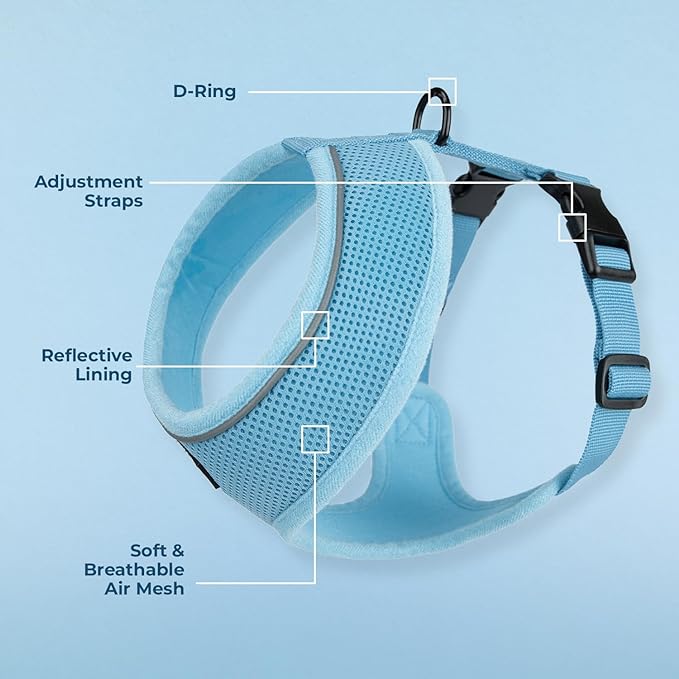 Best Pet Supplies Voyager Aerolite No Pull Mesh Dog Harness, Reflective Stitching, Breathable Harness, Adjustable for Walking, Training, Running, Heavy Duty and Durable, Baby Blue, XS