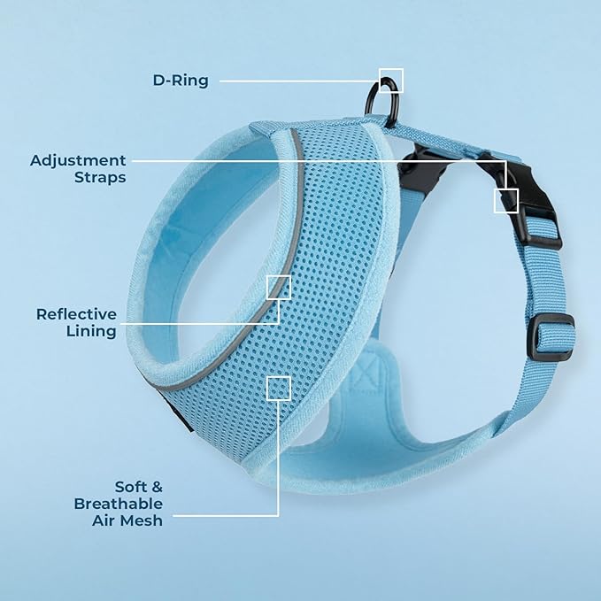 Best Pet Supplies Voyager Aerolite No Pull Mesh Dog Harness, Reflective Stitching, Breathable Harness, Adjustable for Walking, Training, Running, Heavy Duty and Durable, Baby Blue, XL
