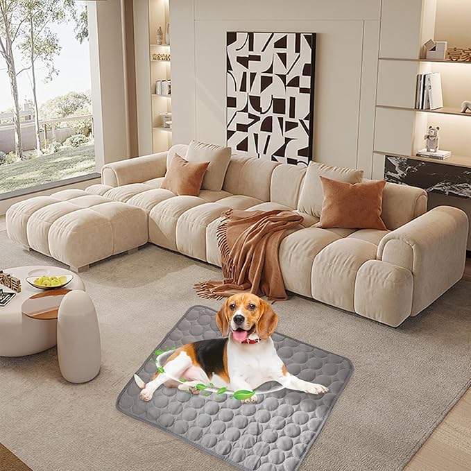 Kittra Dog Cooling Mat,Washable Portable Coolings Pad for Pet Dogs & Cats Sleeping Mat for Indoor & Outdoor Use, Keep Cooling for Pets(Gray,27.6" L x 21.7" W)