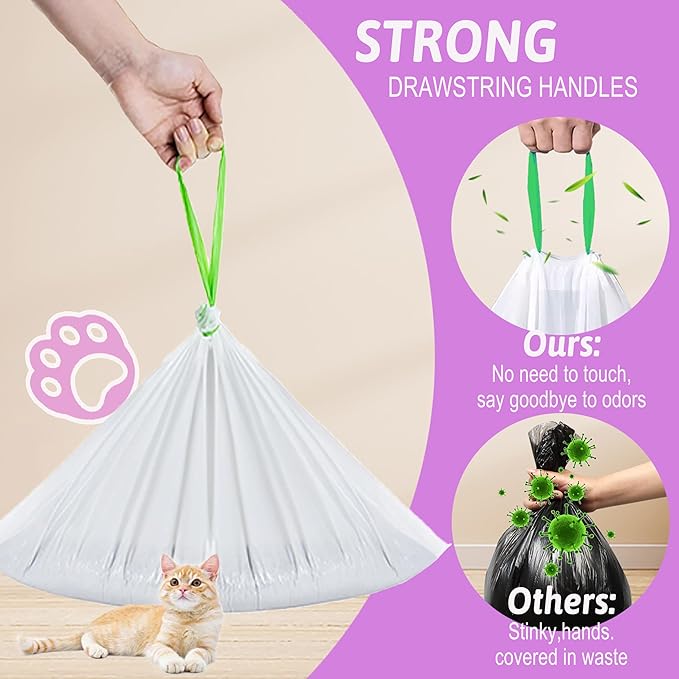 120 Count Miwow Cat Liner for Automatic Litter Box, Litter Box Liner Replacement Waste Bags, Thickened Leak-Proof & Odor-Proof Design, Compatible for Meowant and More Automatic Litter Box (6 Rolls)