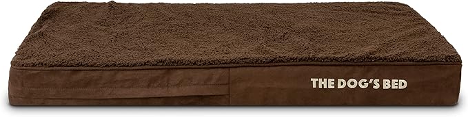 The Dog’s Bed Orthopedic Memory Foam Dog Bed, Large Brown Plush 40x25, Pain Relief for Arthritis, Hip & Elbow Dysplasia, Post Surgery, Lameness, Supportive, Calming, Waterproof Washable Cover