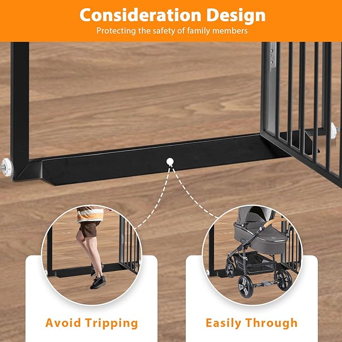 71" Extra Tall Pet Gate with Cat Door, 29-37.5" Extra Wide Full Door Cat Gate for Doorway, No Drill Pressure Mounted Gate for Cats, Pet Barrier Indoor, No Jumping Over for Stairs Hallway, Black