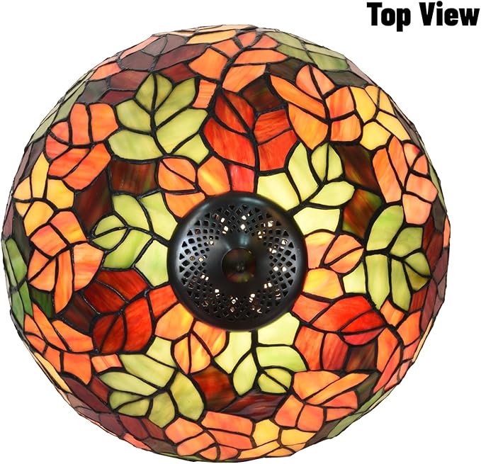 TL0021 Maple Leaves Tiffany Table Lamp Stained Glass Shade Reading Desk Light 12 X 20 Inches for Bedroom Living Room, Handcrafted Art Deco for Home Office, LED Bulb Included (Maple Leaves)