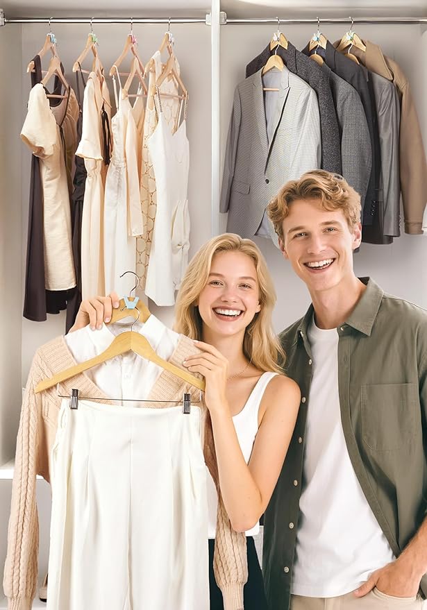 HOUSE DAY Closet Organizers and Storage 60 Pack, Space Saving Hanger, College Dorm Essentials for Girls, Multicolored Clothes Hangers Connectors, Dorm Rooms Space Saver Multicolored