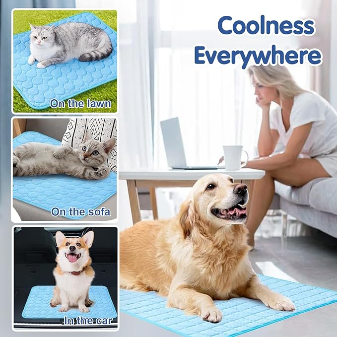 Dog Cooling Mat,Washable Portable Coolings Pad for Pet Dogs & Cats Sleeping Mat for Indoor & Outdoor Use, Keep Cooling for Pets(Dark Gray,24.4" L x 19.7" W)