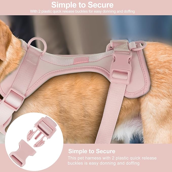 Wisedog No Pull Lightweight Dog Vest Harness with Soft and Comfortable Cushion, Breathable Mesh, for Small Medium Large Dogs Walking (XS(Neck: 7.48"-10.63";Chest: 10.63"-15.35"), Gossamer Pink)