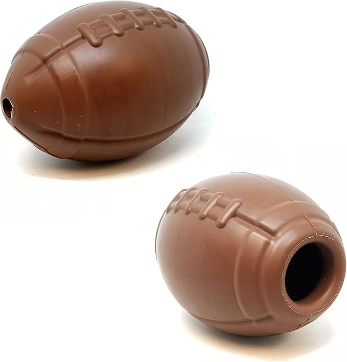 SodaPup MuttsKickButt Football – Durable Dog Treat Dispenser & Chew Toy Made in USA from Non-Toxic, Pet Safe, Food Safe Natural Rubber for Mental Stimulation, Problem Chewing, Calming Nerves & More