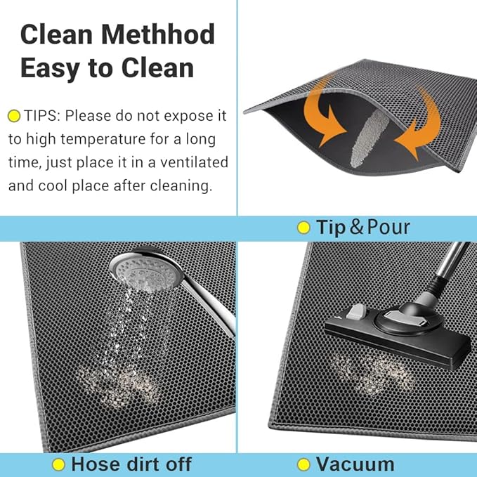 Pieviev 2 Packs Cat Litter Mat Double Layer Waterproof Urine Proof Trapping Mat (24"X15", Gray)