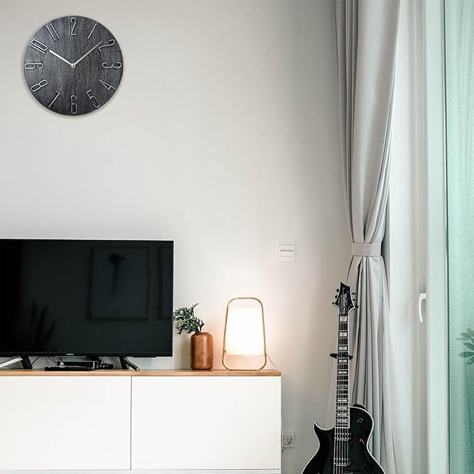 Wall Clock, Silent Clock, Wall Clocks Battery Operated, 12 inch Modern Wall Clock, Suitable for Offices, Living Rooms, Kitchens, Homes, Schools (Gray Without Second Hand)