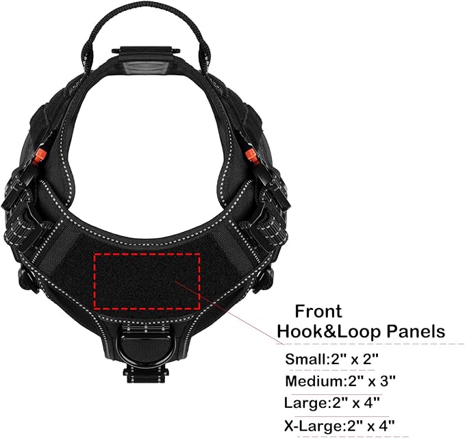 ICEFANG Tactical Dog Harness, Medium Size,2X Metal Buckle,Working Dog MOLLE Vest with Handle,No Pulling Front Leash Clip,Hook and Loop Panel (Black,M (Pack of 1))