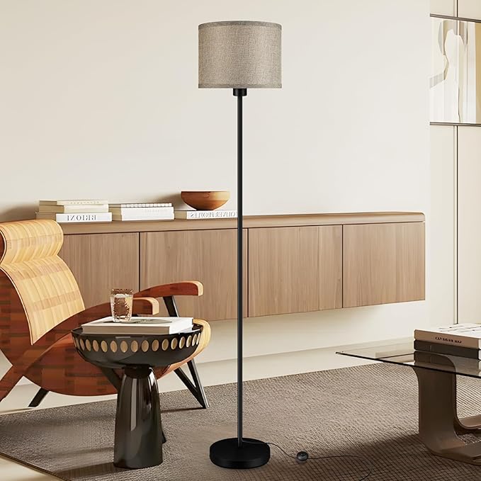 Floor Lamps for Living Room, Stepless Dimmable Floor Lamp with Remote, 2700K-6500K Colors Temperature & Brightness Adjustable,10W/1200LM Jute LED Floor Lamp, Modern Standing Lamp for Bedroom/Office