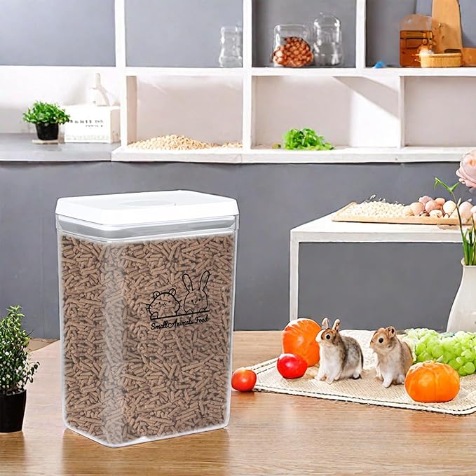 Small Animal Food Storage Box,Pet Food Storage Containers,Hamsters Treats Container,Food Storage Containers with Lids,Suitable for Hamster/Guinea Pig/Rabbit Dry Food Containers(3.4L)