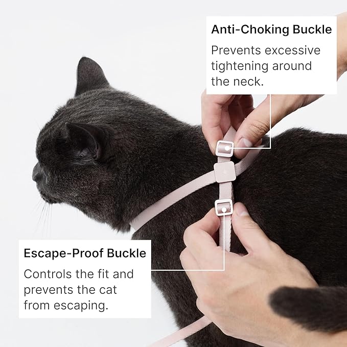 Cat Harness and Leash Set, Lightweight Escape Proof Cat Harness Leash with Padded Handle, Adjustable Cat Leash and Harness for Kitten Small Large Cats Walking Training (Blush Pink, S)