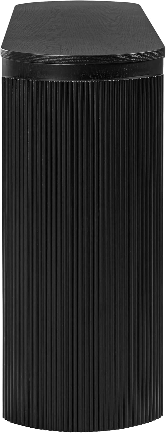 55.1" Entryway Narrow Console Table with Drawers, Oval Top & Fluted Legs, Natural Wood Grain Sofa Table for Hallway, Foyer, Behind Couch, Accent Table for Living Room, Solid Wood + MDF (Black)