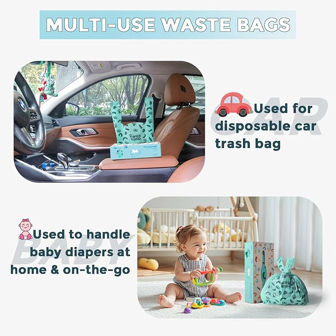 Cat Litter Disposal Bags and Dog Poop Bags with Handle, 360 Counts, Lavender Scented,Corn Starch Blend Extra Thick and Guaranteed Leak Proof Poop bags for Kitty and Doggy