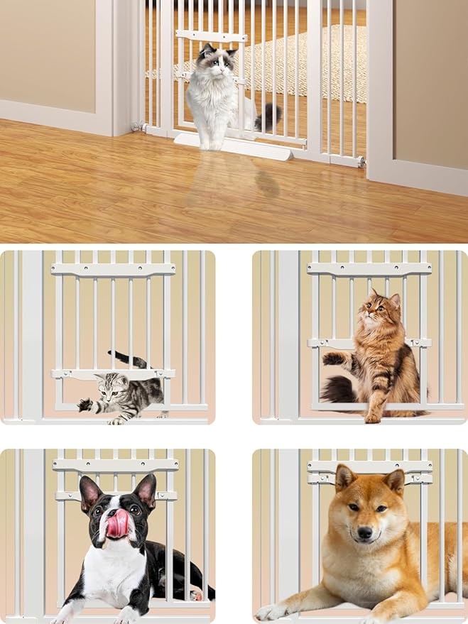71" Extra Tall Cat Gate 29.5-40.6 Wide Pet gate with Small Cat Door,Pet Gate NO Drilling Pressure Mount Kit for Cats and Dogs Indoor Doorways liveing Room Bedroom