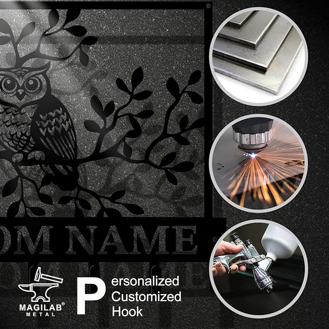 Personalized Custom Name Birds of Trees Wall Key Hooks,Metal Birds of Trees Art Clothes Hooks,Metal Birds of Trees Wall Home Storage Decorative,For Front Door, Hallway, Kitchen, Bedroom (Style I)