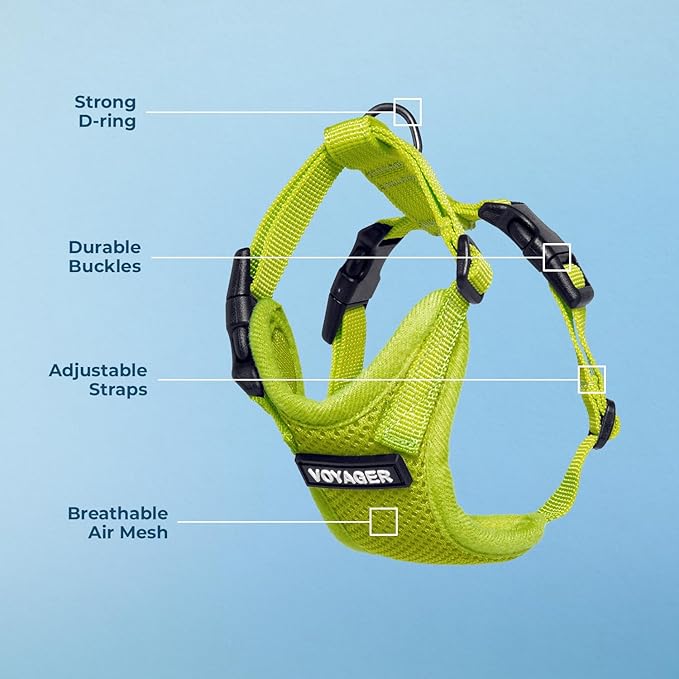 Voyager Step-in Pet Harness - All Weather Mesh, Adjustable Step in Harness for Cats and Dogs by Best Pet Supplies - Lime Green, M