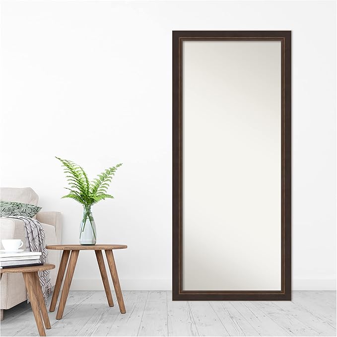 Amanti Art Bronze Full Length Mirror, 64x28 Lara Bronze Tall Free Standing Body Wall Mirror Full Length for Dressing, Traditional Wood Frame, Lean on Floor or Hang, Wall Decor