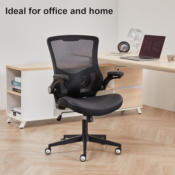 Office Chair Ergonomic Desk Chair 350lbs Comfy Mesh Computer Chair with Adjustable Lumbar Support Flip-up Armrests, Executive Rolling Swivel Comfy Task Chair for Home Office