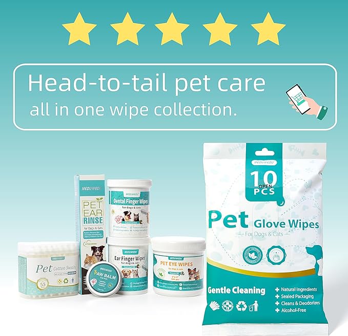 Dental Care Finger Wipes 60 Counts,Teeth Cleaning Finger Wipes for Dogs & Cats,Reduces Plaque & Supports Oral Freshness, Peach Scent