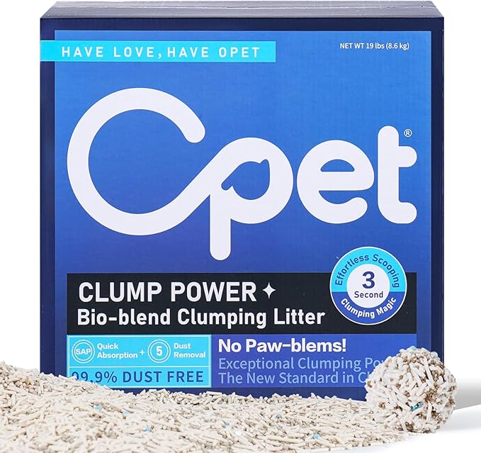 OPET Mixed Tofu Cat Litter - 19lb Strong Clumping Litter, Mixed Tofu and Bentonite, 99.9% Dust Free and Flushable Cat Litter, Natural Sustainable Ingredients Odor Control, Low Tracking(19lb, Milk)
