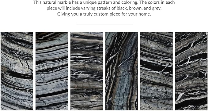 Modern Malbec Black and Grey Marble Console Table with Polished Stainless Steel Base