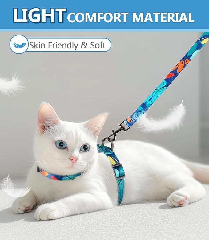 Halypet Cat Harness and Leash Set, 3-in-1 Adjustable & Lightweight, Escape-Proof, Comfortable Soft Kitten Harness for Large Cats, Safe, Easy to Wear, Outdoor Walking Travel