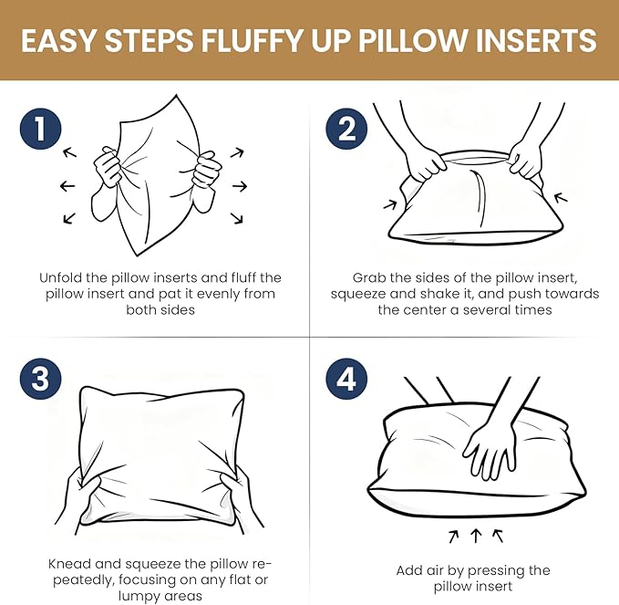 BHZ Euro Throw Pillow Insert, 22x22 Down Feather Alternative Pillow Inserts, Decorative Soft Large Square White Throw Pillows Insert for Couch Bed Dorm Sofa with Cotton Cover