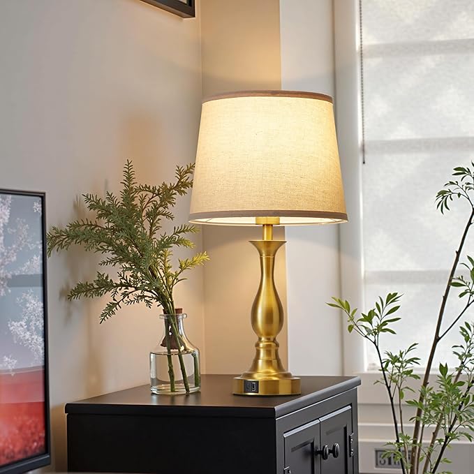 Bedside Table Lamp Touch Control Bedroom Lamps with USB A and C Charging Port 3 Way Dimmable Touch Lamps for Nightstand Living Room Bedroom Dorm Home Office Reading, Set of 2