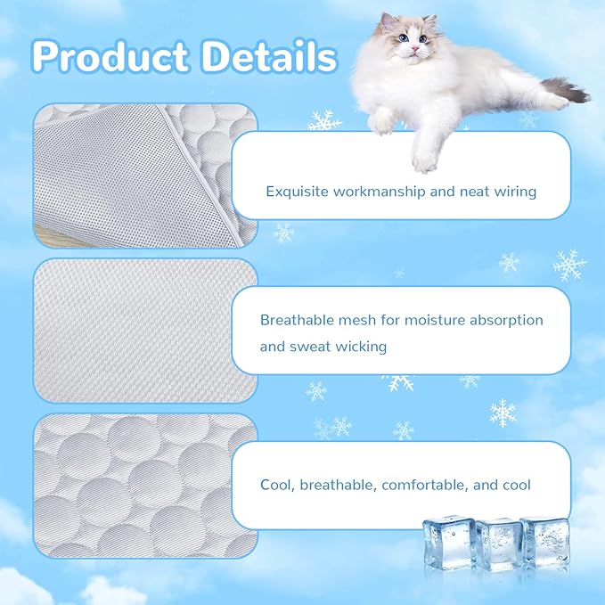 2025 New Dog Cooling Mat, Pet Cooling Mats, Summer Cool Pads Pet Mat Outdoor for Dogs & Cats, Pet Bed Mats Machine Washable(Grey, XL: 100×75 cm 39×30")