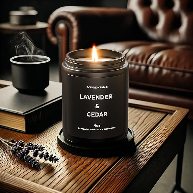 Scented Candles, 9oz×4 Scented Candles for Men, Soy Candle Gifts for Men, Personalized Blessing Minimalist Men's Candle