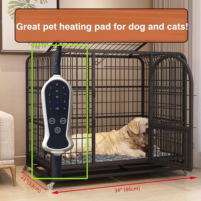 Puppy Heating Pad for Whelping New Born Dog Heated Bed,Heated Puppies Bed,Pet Heated Cat Bed,4 Auto Shut Off Timer,9 Level Heater Large 34x21 in