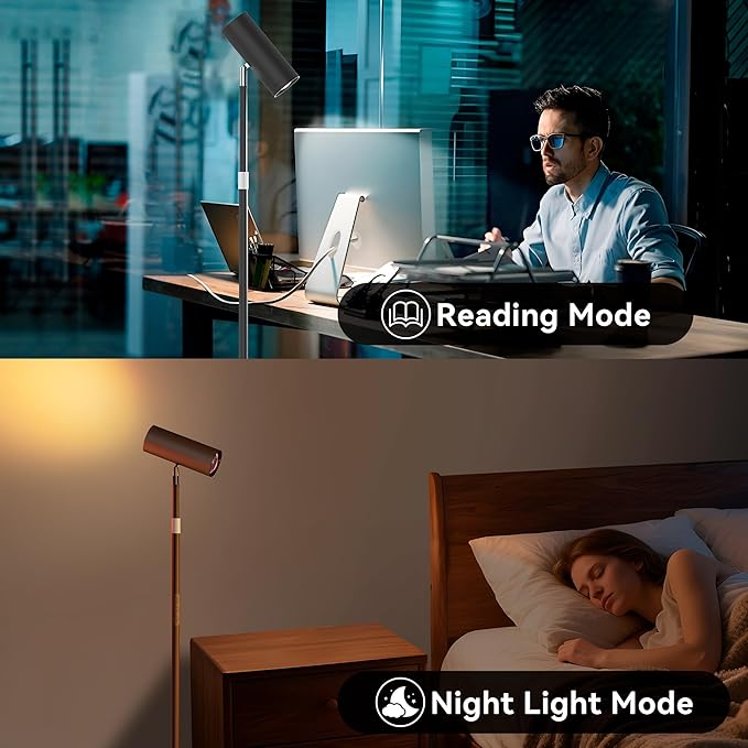 Spotlight Floor Lamp, Tall LED Standing Lamp with Remote/Touch Control, 2700K-6500K, Multi Color Changing, Reading Floor Lamp for Living Room, Bedroom, Office & Wall Art, Black RGB