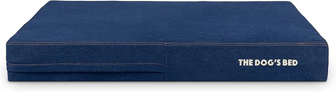 The Dog’s Bed Orthopedic Memory Foam Dog Bed, XL Blue Denim 46x28, Pain Relief for Arthritis, Hip & Elbow Dysplasia, Post Surgery, Lameness, Supportive, Calming, Waterproof Washable Cover