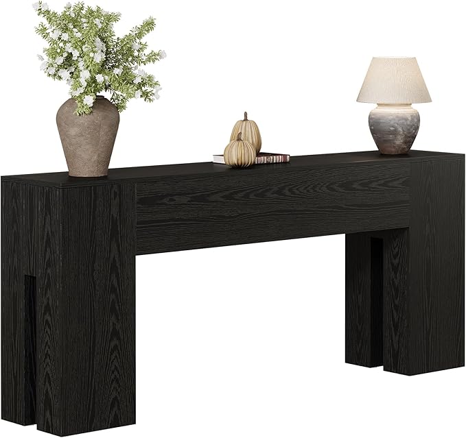 Tribesigns 71-Inch Long Console Table for Entryway, Farmhouse Sofa Console Behind Couch, Entry Table for Hallway, Foyer, Living Room, Black