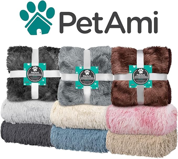 PetAmi Waterproof Dog Blanket for Small Medium Dogs, Calming Fleece Cat Blanket, Couch Protector Washable Sherpa Faux Fur Pet Throw for Puppy, Soft Reversible 29x40 Light Gray
