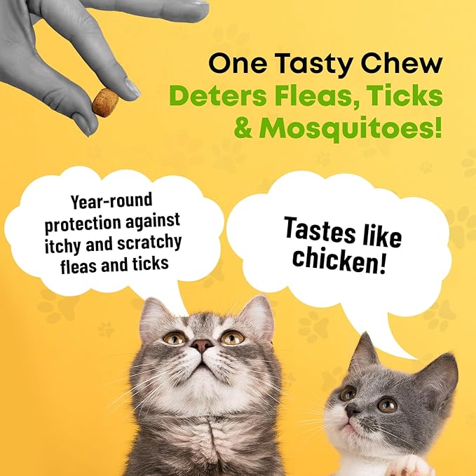 Guardian's Choice Flea and Tick Chewable Treats for Cats – No Harsh Chemicals – 100 Chicken-Flavored Chews Pets