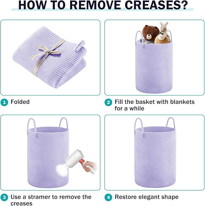 YOUDENOVA Laundry Hamper Basket, Woven 58L Tall Laundry Basket for Blanket Organizer- Clothes Hamper Baby Nursery Hamper for Blanket Storage in Bedroom