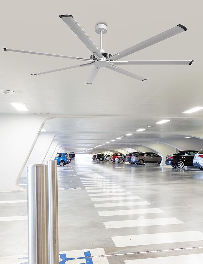 Industrial Ceiling Fans with Remote Control, 100 Inch Big Ceiling Fans without Lights for Living Room Shop Garage Bedroom Indoor Outdoor, 6-Speed Reversible DC Motor, Dimmable, 3CCT, Timer