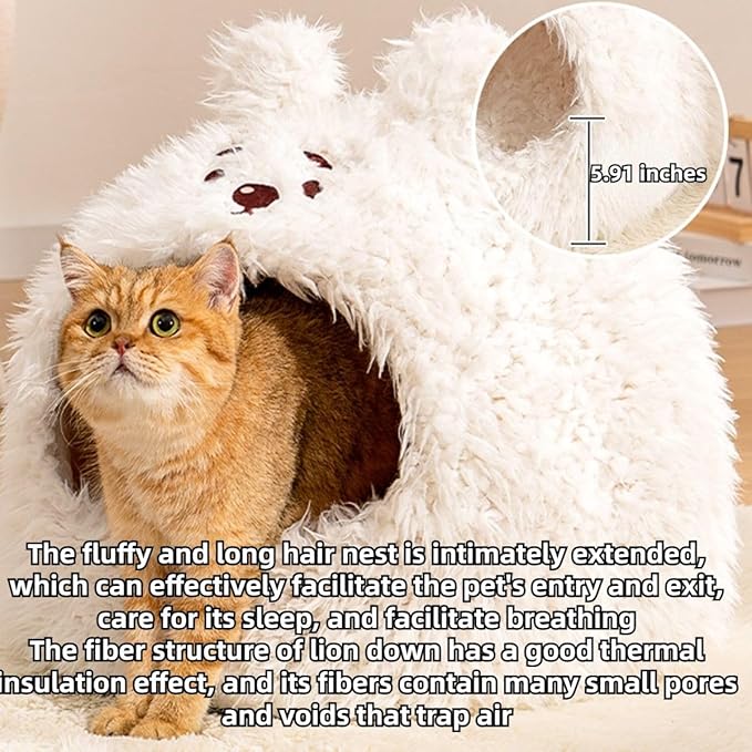 Animal Design Pet Bed Cat Dog Bed for Indoor Cats Pet Tent Cave with Removable Cushion Plush Half-Enclosed Warm House for Cats Small Dogs Kitten Puppy Sleeping (Alpacas,Large)