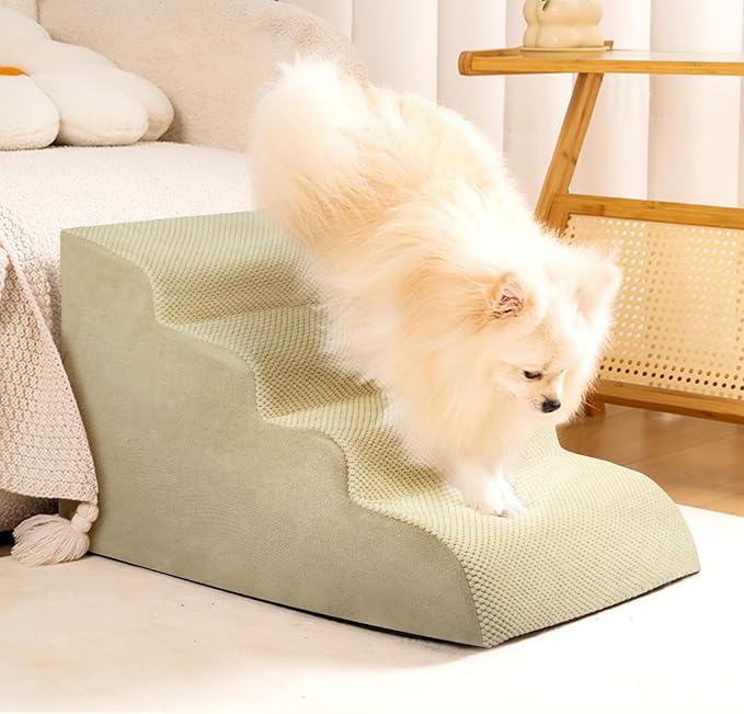Dog Stairs for Small Dogs, High Density Foam Dog Steps, Extra Wide Non-Slip Pet Ramp for High Beds Or Couch, Soft Doggie Ladder for Dogs Injured, Older Pets, Small Cats