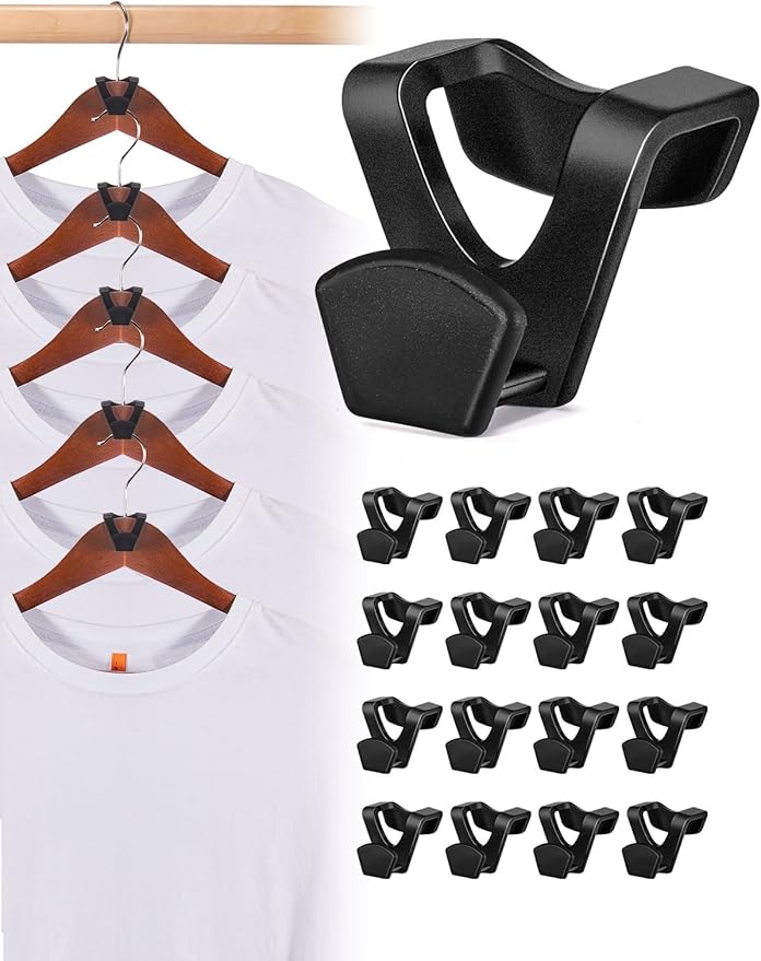 HOUSE DAY Space Saving Hangers 100 Pack, Clothes Hanger Connector Hooks, Heavy Duty Closet Space Saver, Small Space Solutions, Cascading Dorm Room Closet Organizer and Storage - Black
