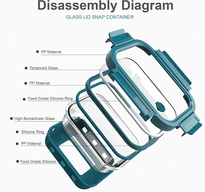 GENICOOK Glass Food Storage Containers With Glass Lids Bento Box Set Lunch Box Eco Friendly Meal Prep Containers Airtight – Plastic Free, Silicon Sleeve Bpa Free 4.4cup/ 5 * 1050ml