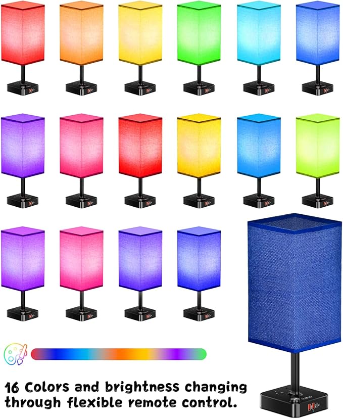 Smart Mood Lighting RGB Color Changing Desk Lamp w/16 Million Hues,Stepless Dimmable Warm-Cool White + Music Sync | Touch & App Control Bedside Nightstand Light for Gaming,Home Office,Bedtime Routines
