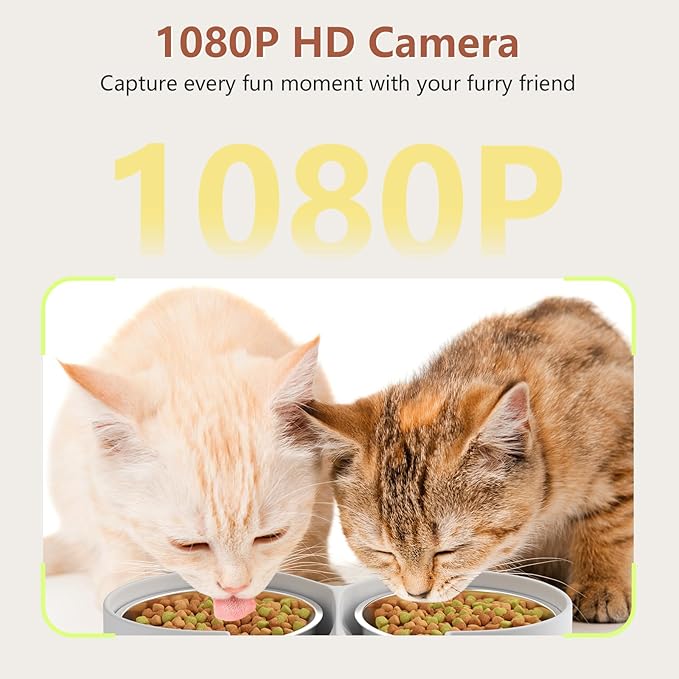 Cat Automatic Feeders with Camera, 5L Auto Dog Feeder with Dual Power Supply Pet Feeder for Easy Clean, Cat Food Dispenser for Multiple Pet Detachable (Camera)