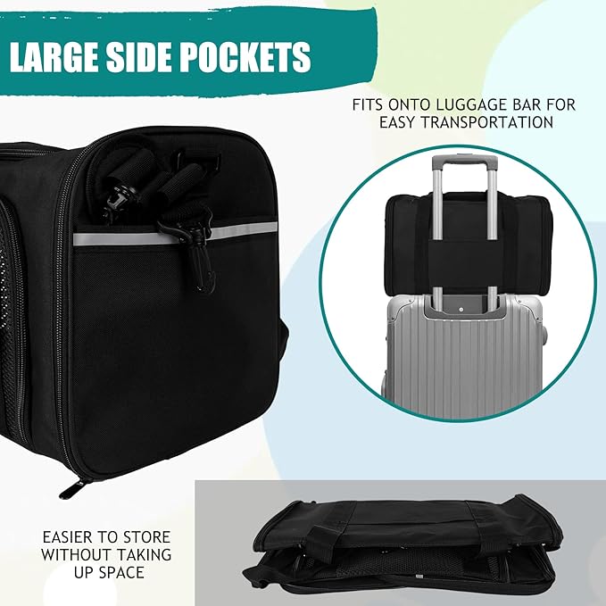 Top tasta Dog Cat Carrier Pet Carriers for Small Medium Large Cats Dogs Carrier Under 25 Lbs Soft Sided Small Puppy Dog Carrier Portable Foldable Dog Cat Travel Carrier (Black 20 * 13 * 13)