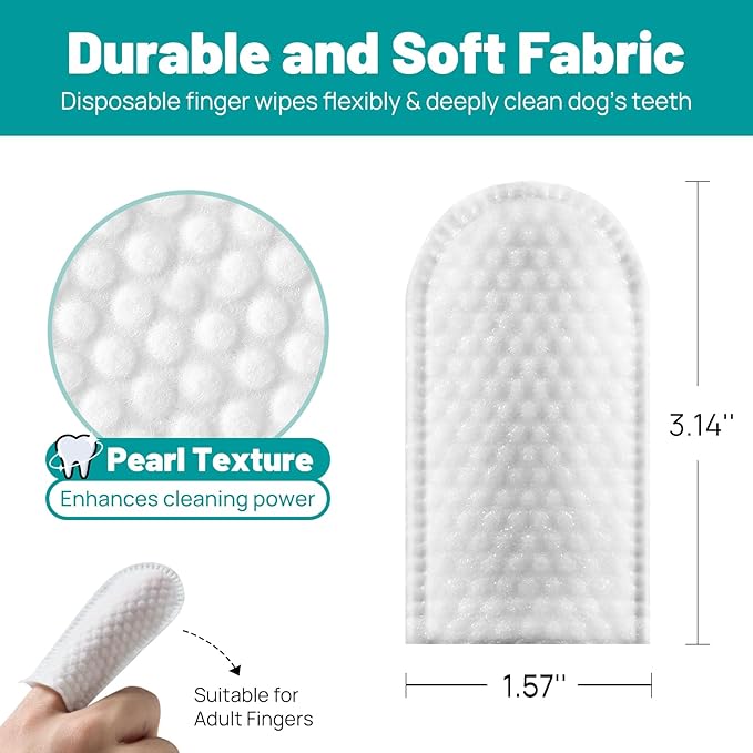 Dog Dental Care Finger Wipes - Teeth Cleaning Finger Wipes for Dog & Cats - Tooth Brushing Kit Dental Wipes for Dog - Reduces Plaque & Freshens Breath (50 PCS, Beef)