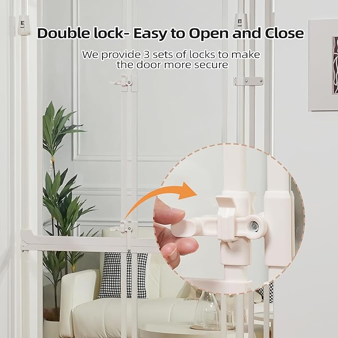 74" Extra Tall Cat Gate for Doorways, 33.86-37.40" Wide Cat Gate Indoor, Clear Dog Gate Acrylic Auto Close Door Gates for Pets No Drilling Pet Proof Safety Gate for Stairs House- White