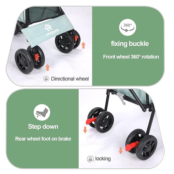 Pet Stroller for Small Dogs Medium Dogs 33lbs, Dog Pram Ultra Light - only 3.5 kg, Dog Stroller Pet Pram with 4 Wheel Foldable/Storage Basket/Cup Holder-P07 (Bluish Green)